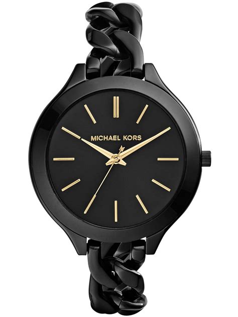 michael michael kors women's slim runway bracelet watch|michael kors black runway watch.